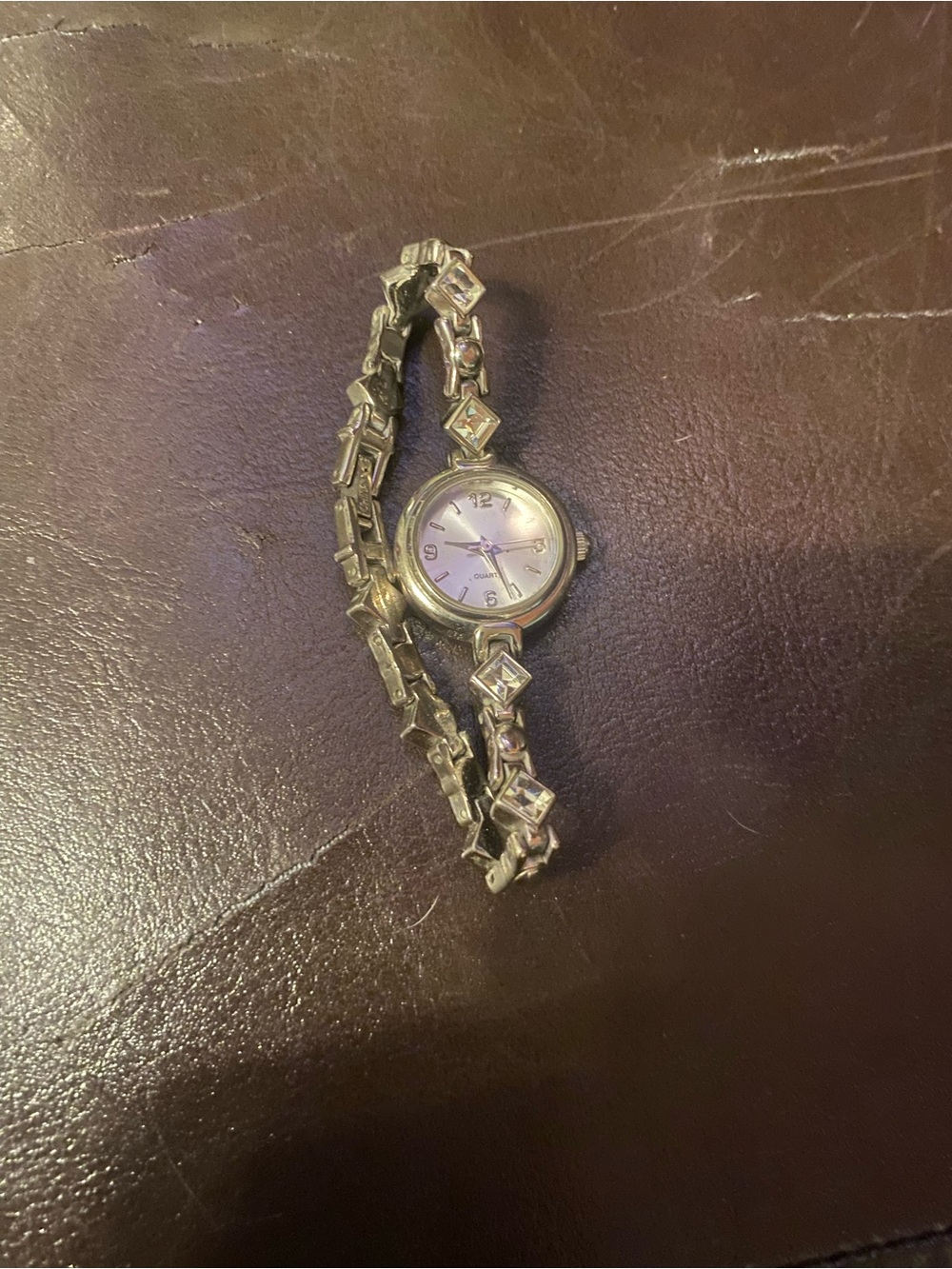 Vintage quartz Silver tone Women's Bracelet Watch with Crystal Accents